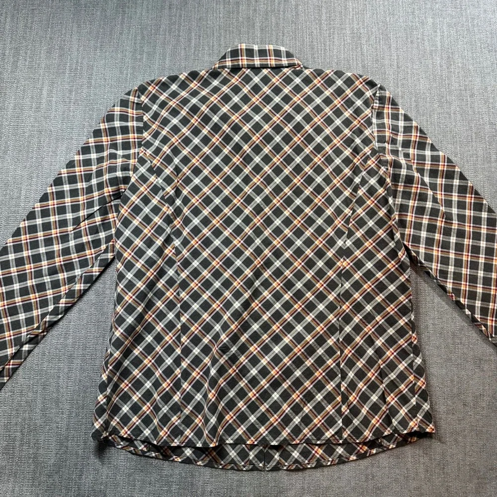 Lafayette 148 Button Down Women 12 Grey Plaid  Long Sleeve Bias Cut - Picture 2 of 12